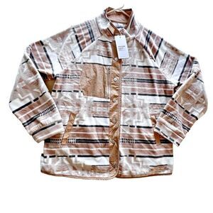 Womens Blue B collection cozy Quilted sweater aztec printed Jacket cowgirl Sz L